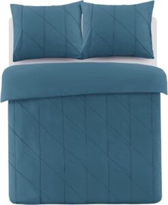 Luxe Percale Katoen Eenpersoons Dekbedovertrek Veerle Petrol | 140x200/220 | Zacht En Elegant | Topkwaliteit