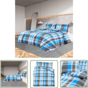 The Living Store Dekbedovertrek 260x240 cm - Blauw/Grijs 100% Katoen Standard 100 OEKO-TEX